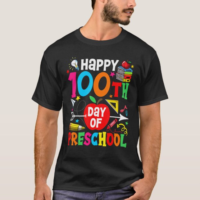 Camiseta Feliz 100° Día De La Escuela Preescolar 100 Días D (Anverso)