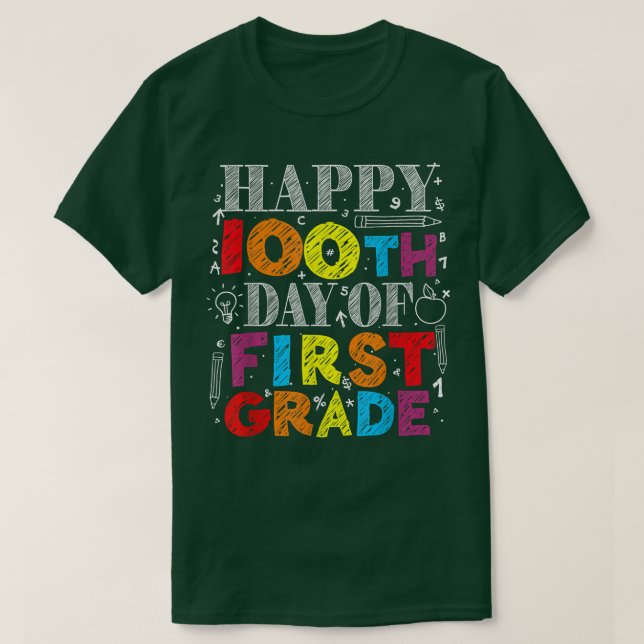 Camiseta Feliz 100° día de la escuela Profesor de primer gr (Diseño del anverso)