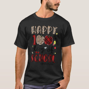Camiseta Feliz 100° Día De La Escuela Red Plaid Apple Heads
