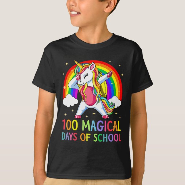 Camiseta Feliz 100° Día de la Escuela Unicornio 100 días má (Anverso)