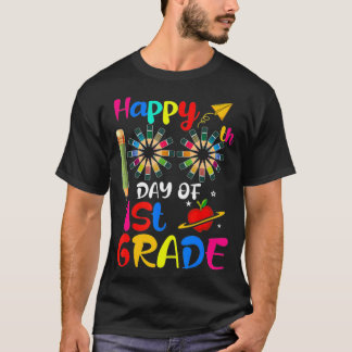 Camiseta Feliz 100° Día de la Flor de Crayón de Primer Grad