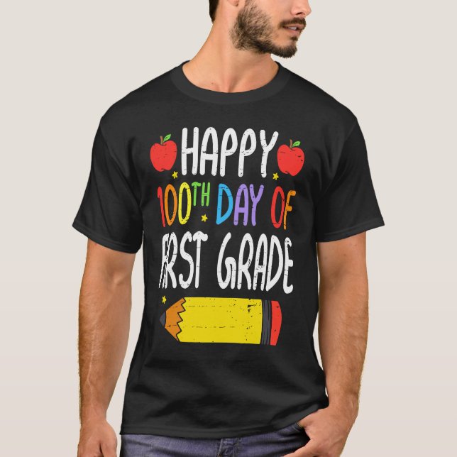 Camiseta Feliz 100° Día de los Estudiantes de primer grado  (Anverso)