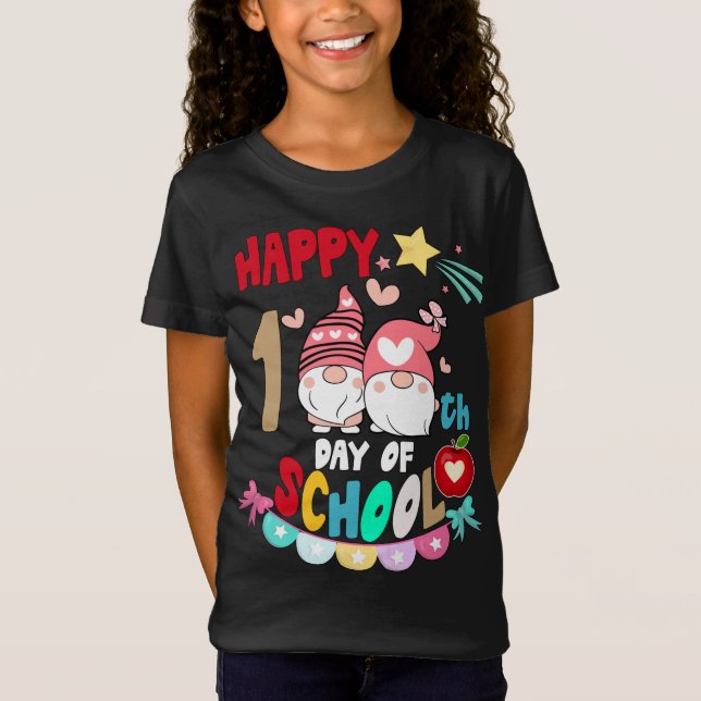 Camiseta Feliz 100° Día de los gnomos escolares para enseña (Anverso)