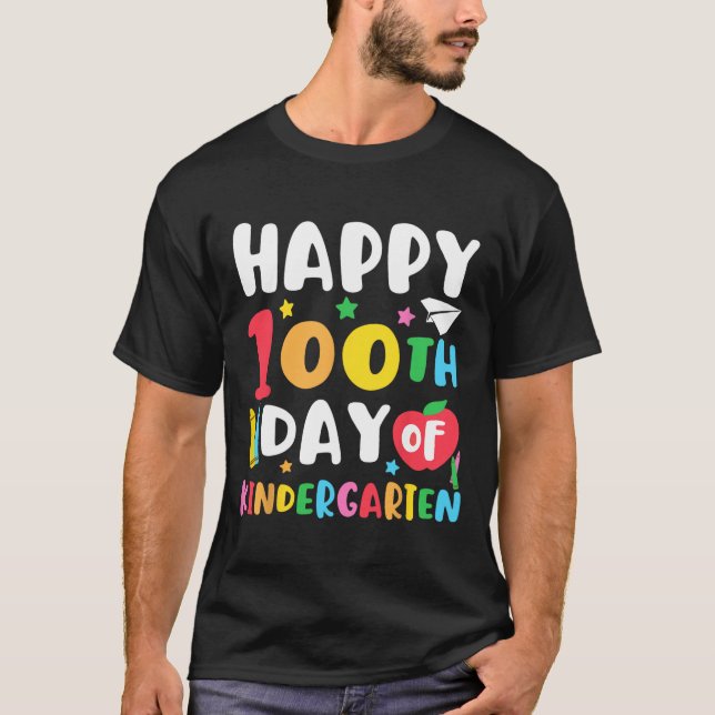 Camiseta Feliz 100° Día de los Niños Docentes en Jardines d (Anverso)
