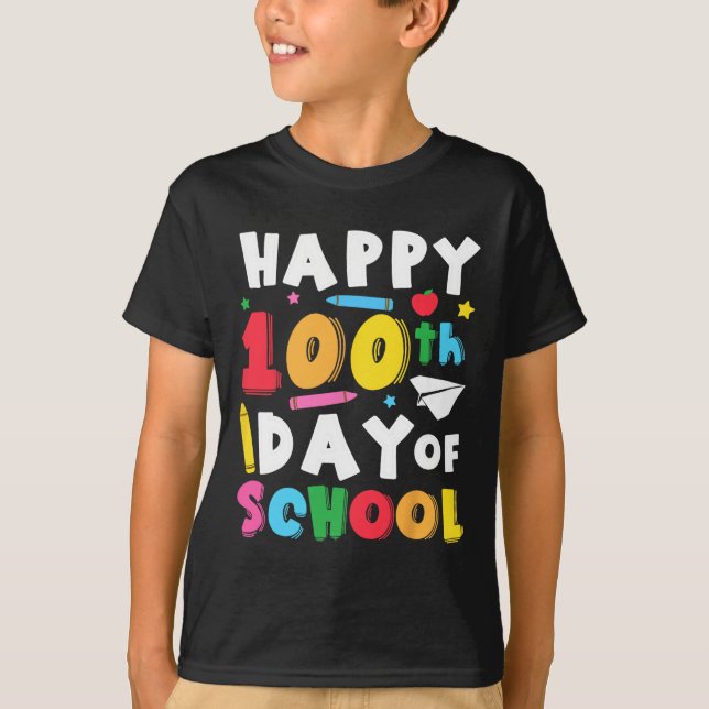 Camiseta Feliz 100° Día De Los Niños Maestros 100 Días Ki (Anverso)