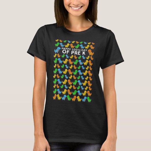 Camiseta Feliz 100° Día de los Niños Pequeños Dinosaurios P (Anverso)