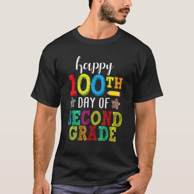 Camiseta Feliz 100° Día de Maestra de 2do Grado (Anverso)