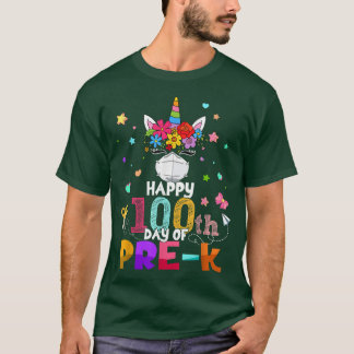 Camiseta Feliz 100° Día de Maestra De Mascara De Unicornio 