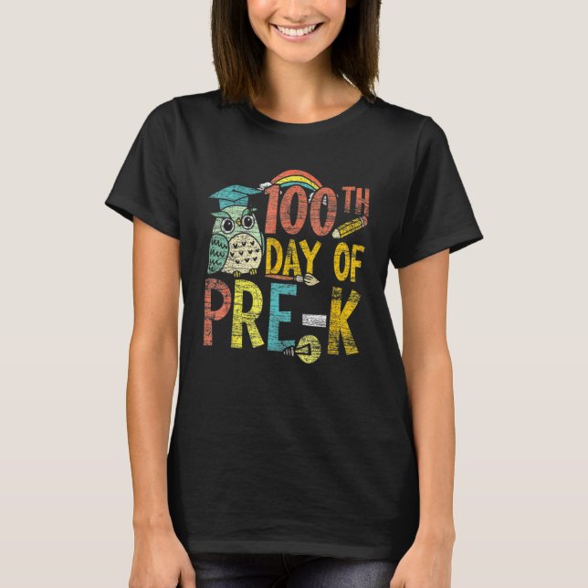 Camiseta Feliz 100° Día de Maestra Preescolar de 100 días (Anverso)