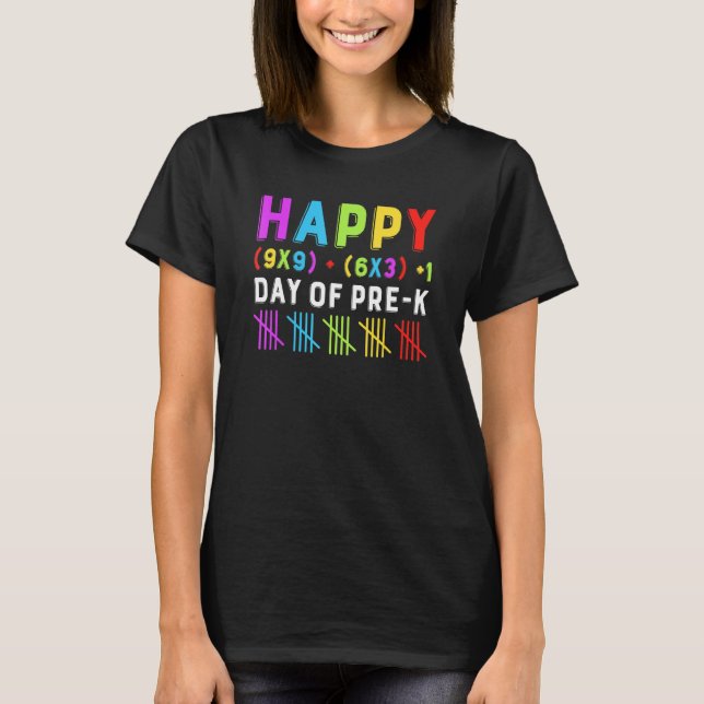 Camiseta Feliz 100° Día de Maestros de Fórmula Preescolar (Anverso)