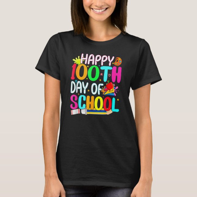 Camiseta Feliz 100° Día De Maestros Escolares Niños Diverti (Anverso)