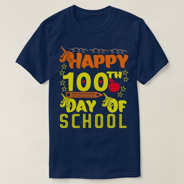 Camiseta feliz 100° día de regalo escolar para estudiantes (Diseño del anverso)
