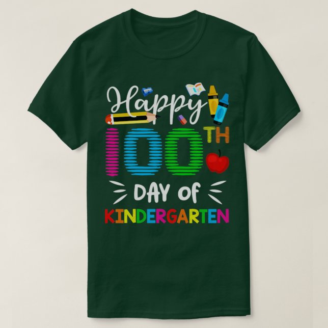Camiseta Feliz 100° Día de Regalos Infantiles Cutos a Estud (Diseño del anverso)