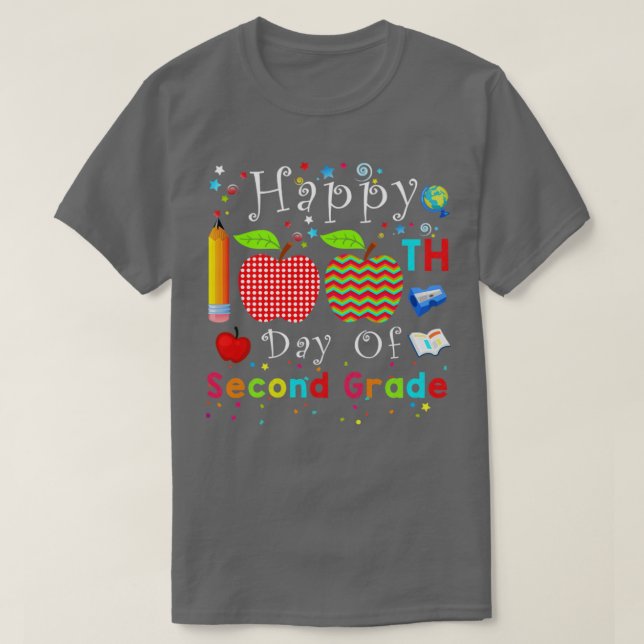 Camiseta Feliz 100° Día De Segundo Grado (Diseño del anverso)
