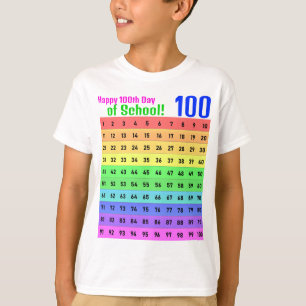 Camiseta Feliz 100° Día del Colegio, colorido gráfico de ci