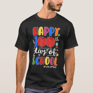 Camiseta Feliz 100° Día del Colegio Red Plaid Apple Princip