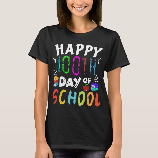 Camiseta feliz 100° día del libro de estudiantes y profesor (Anverso)