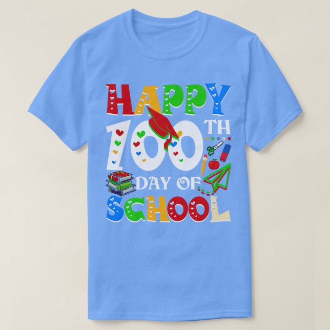 Camiseta Feliz 100° Día del Maestro Escolar, Rainbow 100 Da (Diseño del anverso)