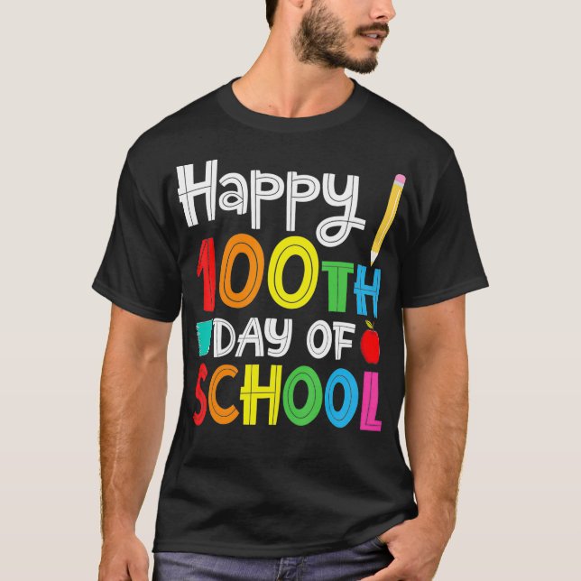 Camiseta Feliz 100° Día del Maestro Escolar Regalo Estudian (Anverso)