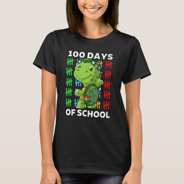 Camiseta Feliz 100° Día del Profesor de Tortuga Escolar 100 (Anverso)