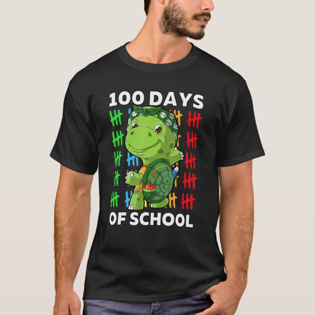 Camiseta Feliz 100° Día del Profesor de Tortuga Escolar 100 (Anverso)