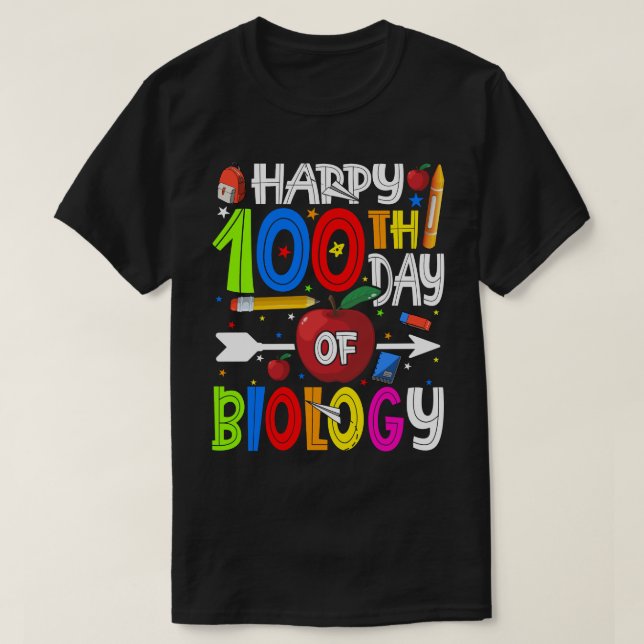 Camiseta Feliz 100° Día del Profesor o Estudiante de BIOLOG (Diseño del anverso)