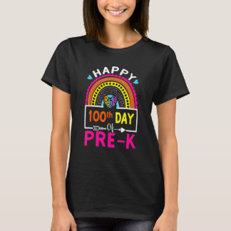 Camiseta Feliz 100° Día del Profesor Preescolar Rainbow L