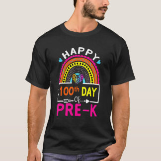 Camiseta Feliz 100° Día del Profesor Preescolar Rainbow L