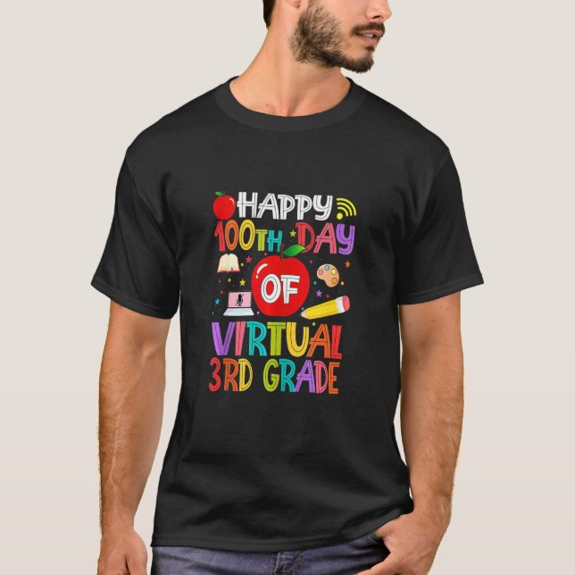 Camiseta Feliz 100° Día del Stud virtual de profesores de t (Anverso)