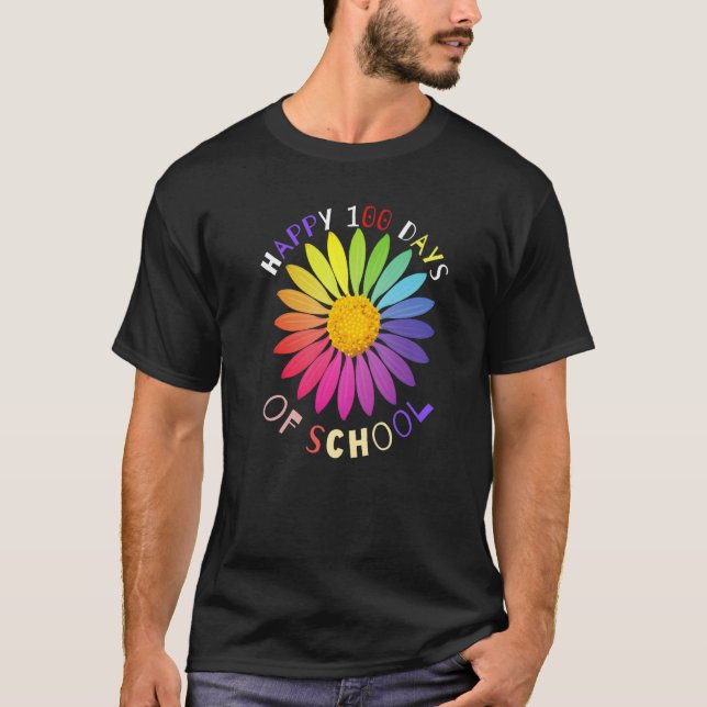 Camiseta feliz 100 días de clases 100.º flowe (Anverso)