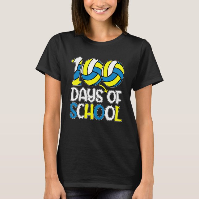 Camiseta Feliz 100 días de clases Té de voleibol de 100 día (Anverso)