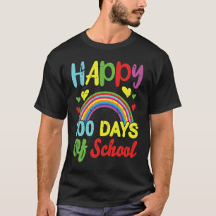 Camiseta Feliz 100 Días de Colegio Arcoíris para Maestro y