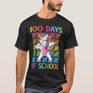 Camiseta Feliz 100 Días De Colegio Niñas Unicornio Profesor