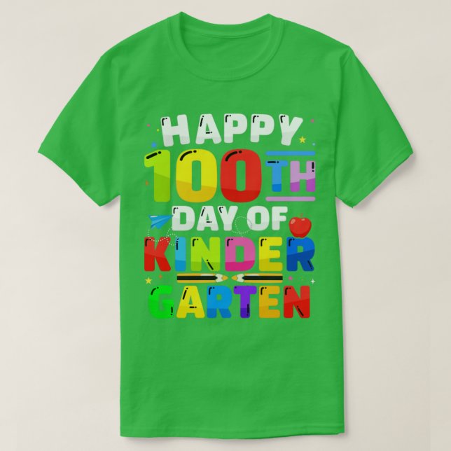 Camiseta Feliz 100 días de educación preescolar 100 días (Diseño del anverso)
