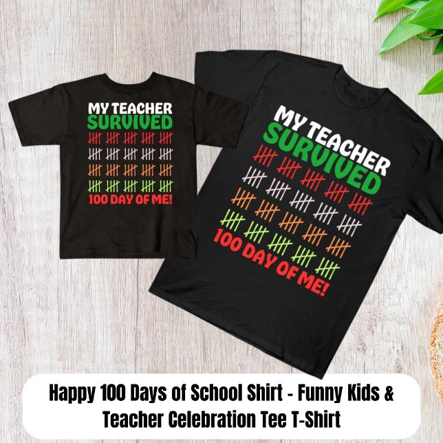 Camiseta Feliz 100 días de escolaridad - niños y adolescent (Happy 100 Days of School Shirt - Funny Kids & Teacher Celebration Tee T-Shirt)