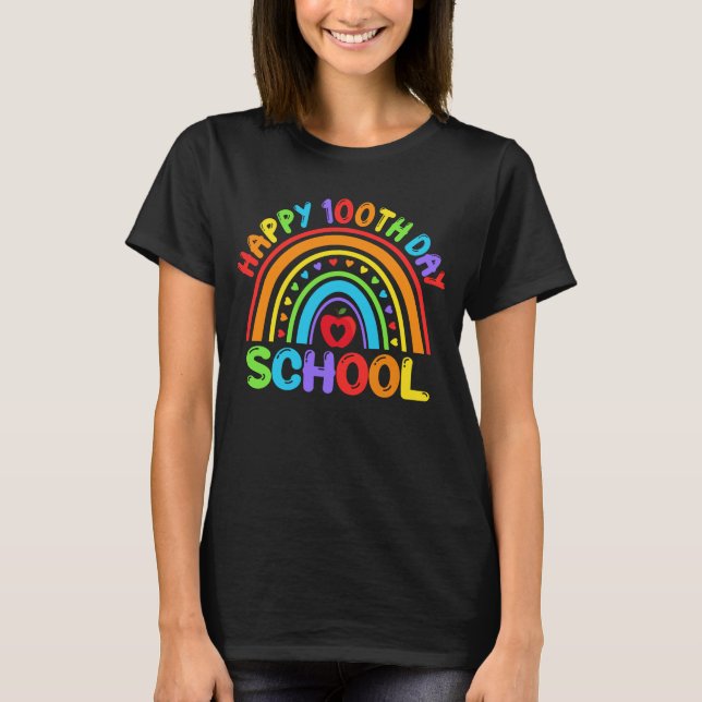 Camiseta Feliz 100 Días de Escuela Arcoíris Estudiante Maes (Anverso)