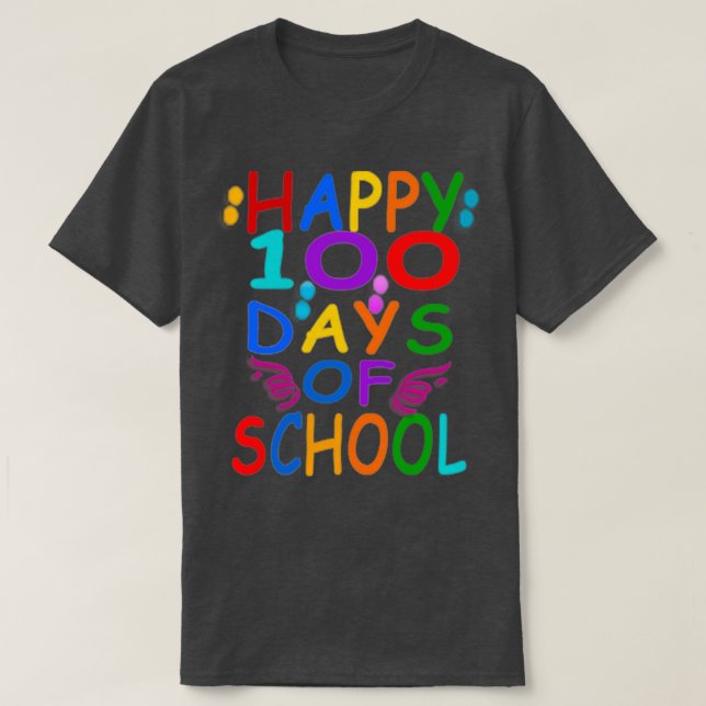 Camiseta feliz 100 días de escuela de profesores de camiset (Diseño del anverso)
