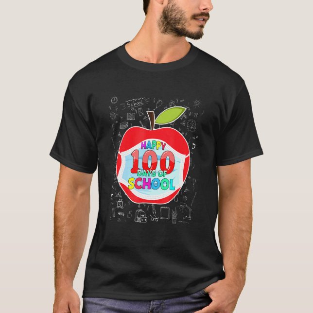 Camiseta Feliz 100 Días De Escuela Enfrentada A Maestra De  (Anverso)