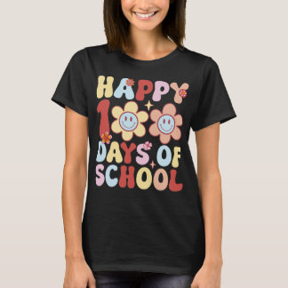Camiseta Feliz 100 días de escuela estilo retro groovy 2023