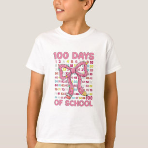 Camiseta Feliz 100 Días de Escuela Lazo Rosa