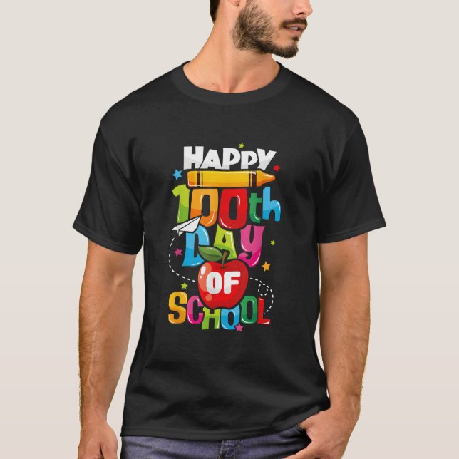 Camiseta Feliz 100 días de escuela Maestros 100 días (Anverso)
