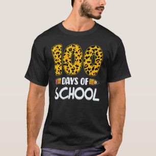 Camiseta Feliz 100 Días De Escuela Maestros Leopardo Divert