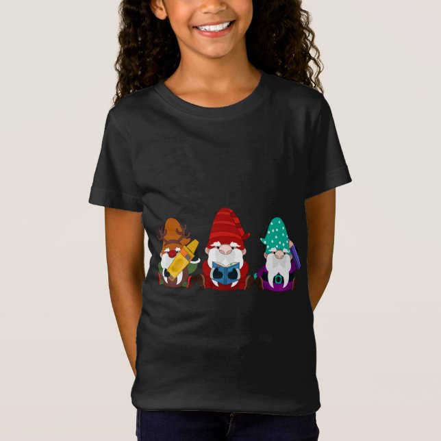 Camiseta Feliz 100 días de escuela o escuela de tres gnomos (Anverso)
