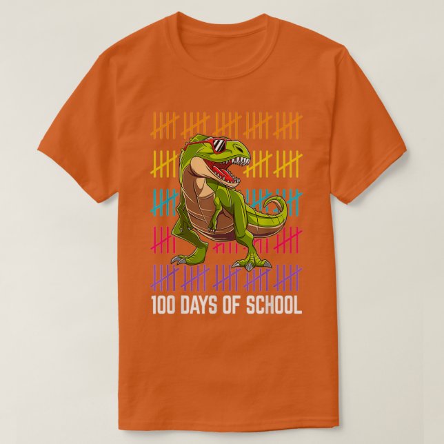 Camiseta Feliz 100 Días De Escuela Para Niños Dinosaurios T (Diseño del anverso)
