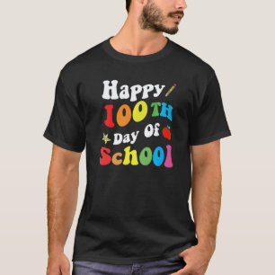 Camiseta Feliz 100 Días De Escuela Retro Groovy Divertido R