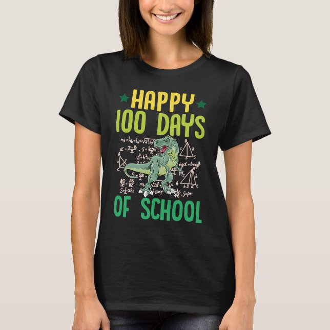Camiseta Feliz 100 Días De Escuela Rex Dinosaurio Math Teac (Anverso)
