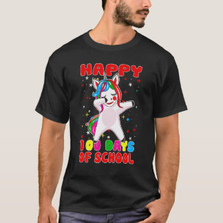 Camiseta Feliz 100 Días De Escuela Unicornio Maestras Niño