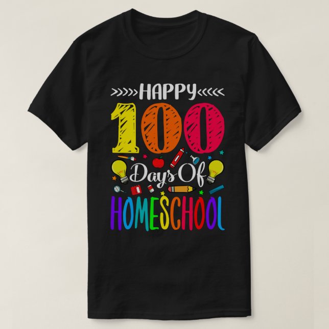 Camiseta Feliz 100 Días De Homeschool Apple Lápiz Más Brill (Diseño del anverso)