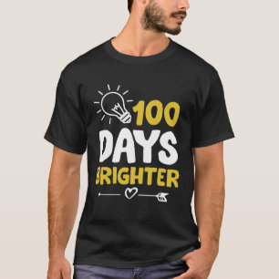 Camiseta Feliz 100 días de luz brillante en escuela bombill