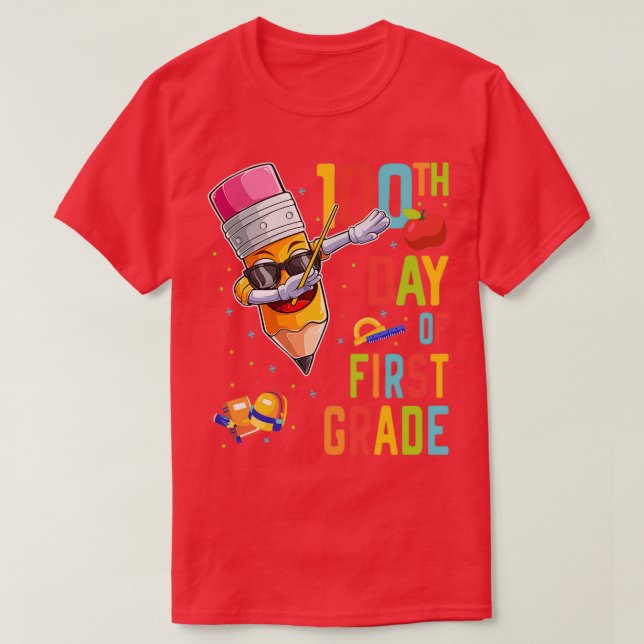 Camiseta Feliz 100 días de maestro de primer grado 100 días (Diseño del anverso)
